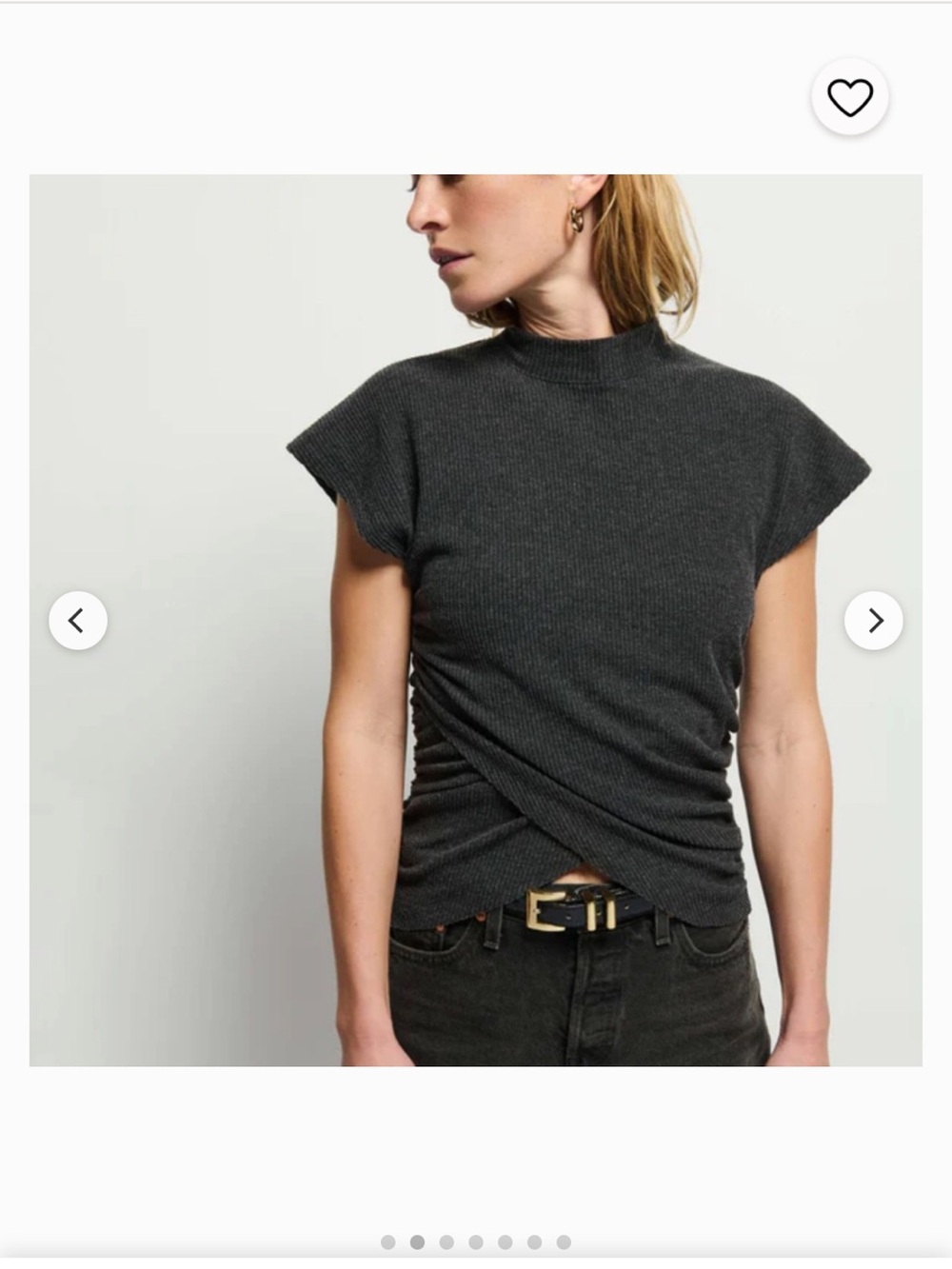 Nation LTD Charcoal Gray Short-Sleeve Mock Neck Twist Top